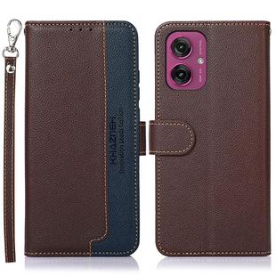 For Motorola Moto G55 5G KHAZNEH Litchi Texture Leather RFID Phone Case(Brown)