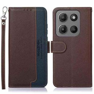 For Motorola Moto G15 4G / G05 KHAZNEH Litchi Texture Leather RFID Phone Case(Brown)