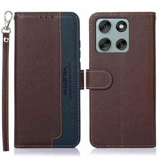 For Motorola Moto G86 5G KHAZNEH Litchi Texture Leather RFID Phone Case(Brown)