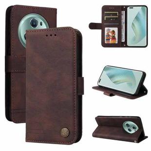 For Honor Magic5 Pro Skin Feel Life Tree Metal Button Leather Phone Case(Brown)