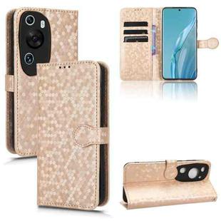 For Huawei P60 Art Honeycomb Dot Texture Leather Phone Case(Gold)