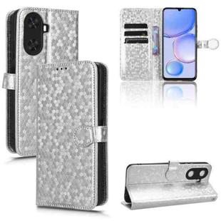 For Huawei Enjoy 60 4G Honeycomb Dot Texture Leather Phone Case(Silver)