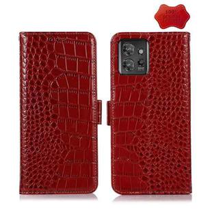 For Motorola ThinkPhone 5G Crocodile Top Layer Cowhide Leather Phone Case(Red)