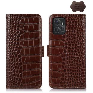 For Motorola Moto G Power 2023 Crocodile Top Layer Cowhide Leather Phone Case(Brown)