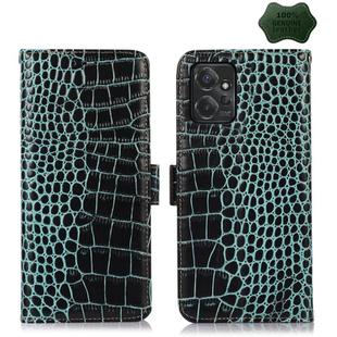 For Motorola Moto G Power 2023 Crocodile Top Layer Cowhide Leather Phone Case(Green)