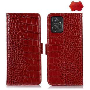 For Motorola Moto G Power 2023 Crocodile Top Layer Cowhide Leather Phone Case(Red)