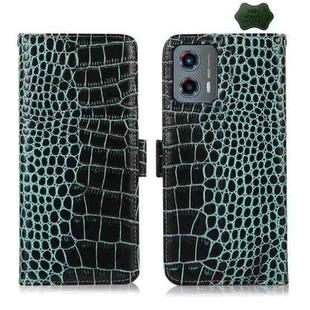 For Motorola Moto G 5G 2023 Crocodile Top Layer Cowhide Leather Phone Case(Green)