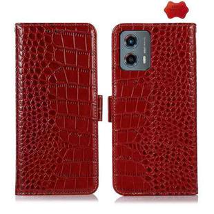 For Motorola Moto G 5G 2023 Crocodile Top Layer Cowhide Leather Phone Case(Red)