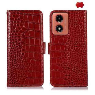 For Motorola Moto G04 / G24 Crocodile Top Layer Cowhide Leather Phone Case(Red)