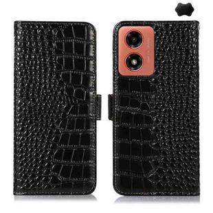 For Motorola Moto G04 / G24 Crocodile Top Layer Cowhide Leather Phone Case(Black)