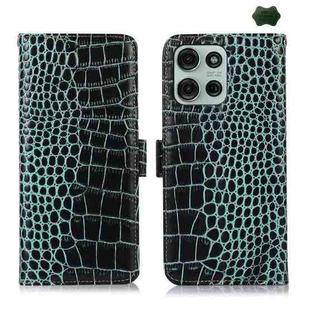 For Motorola Moto G75 5G Crocodile Top Layer Cowhide Leather Phone Case(Green)