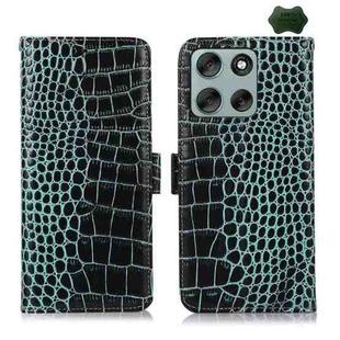 For Motorola Moto G56 5G Crocodile Top Layer Cowhide Leather Phone Case(Green)