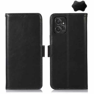 For Motorola Moto G Power 2023 Crazy Horse Top Layer Cowhide Leather Phone Case(Black)