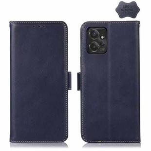 For Motorola Moto G Power 2023 Crazy Horse Top Layer Cowhide Leather Phone Case(Blue)