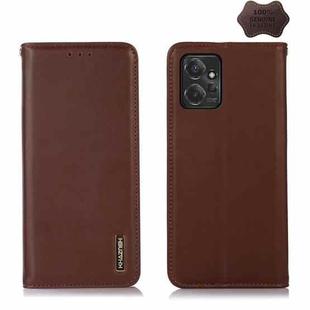 For Motorola Moto G Power 2023 KHAZNEH Nappa Top Layer Cowhide Leather Phone Case(Brown)