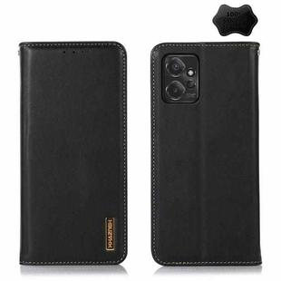 For Motorola Moto G Power 2023 KHAZNEH Nappa Top Layer Cowhide Leather Phone Case(Black)