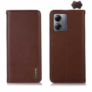 For Motorola Moto G14 4G KHAZNEH Nappa Top Layer Cowhide Leather Phone Case(Brown)