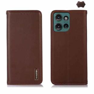 For Motorola Edge 50 Global KHAZNEH Nappa Top Layer Cowhide Leather Phone Case(Brown)