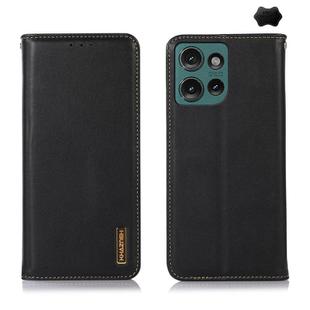 For Motorola Edge 50 Global KHAZNEH Nappa Top Layer Cowhide Leather Phone Case(Black)