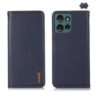 For Motorola Edge 50 Global KHAZNEH Nappa Top Layer Cowhide Leather Phone Case(Blue)