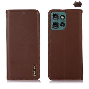 For Motorola Edge 50 Neo KHAZNEH Nappa Top Layer Cowhide Leather Phone Case(Brown)