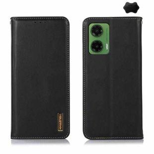 For Motorola Moto G35 KHAZNEH Nappa Top Layer Cowhide Leather Phone Case(Black)