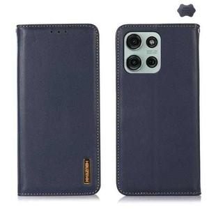 For Motorola Moto G75 5G KHAZNEH Nappa Top Layer Cowhide Leather Phone Case(Blue)