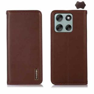 For Motorola Moto G56 5G KHAZNEH Nappa Top Layer Cowhide Leather Phone Case(Brown)