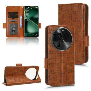 For OPPO Find X6 5G Symmetrical Triangle Leather Phone Case(Brown)