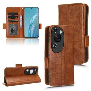 For Huawei P60 Art Symmetrical Triangle Leather Phone Case(Brown)