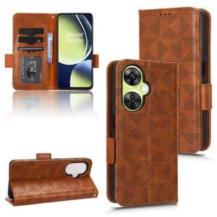 For OnePlus Nord CE 3 Symmetrical Triangle Leather Phone Case(Brown)