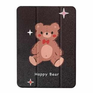 For iPad 10.2 2022 / 2021 / 2020 / 2019 Acrylic Painted 3-fold Holder Leather Tablet Case(Happy Bear)