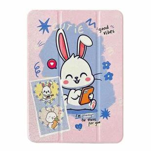 For iPad 10.2 2022 / 2021 / 2020 / 2019 Acrylic Painted 3-fold Holder Leather Tablet Case(Three Little Rabbits)