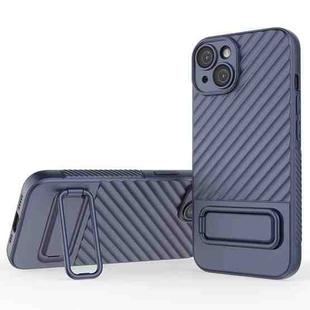 For iPhone 14 Wavy Texture TPU Phone Case with Lens Film(Royal Blue)