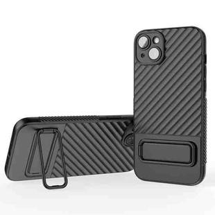 For iPhone 14 Plus Wavy Texture TPU Phone Case with Lens Film(Black)