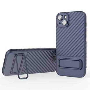 For iPhone 14 Plus Wavy Texture TPU Phone Case with Lens Film(Royal Blue)