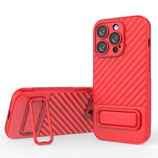 For iPhone 14 Pro Wavy Texture TPU Phone Case with Lens Film(Red)