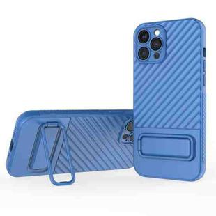For iPhone 12 Pro Max Wavy Texture TPU Phone Case with Lens Film(Blue)