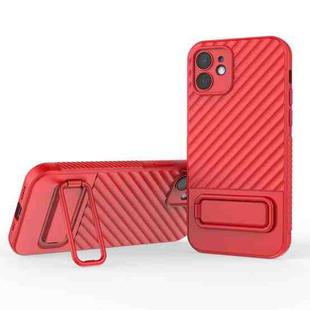 For iPhone 12 Wavy Texture TPU Phone Case with Lens Film(Red)