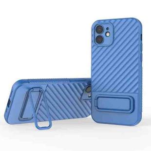 For iPhone 12 Wavy Texture TPU Phone Case with Lens Film(Blue)