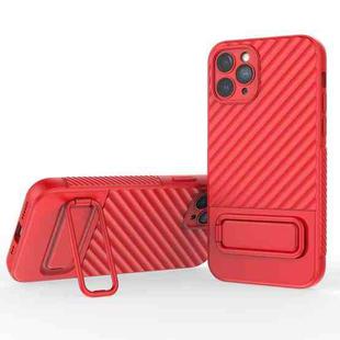 For iPhone 11 Pro Wavy Texture TPU Phone Case with Lens Film(Red)