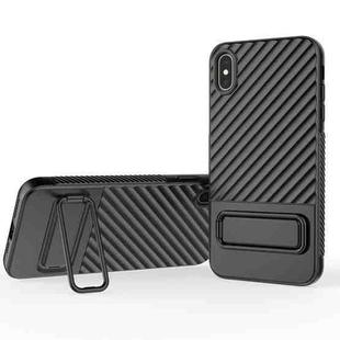 For iPhone XS Max Wavy Texture TPU Phone Case with Lens Film(Black)