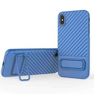 For iPhone XS Max Wavy Texture TPU Phone Case with Lens Film(Blue)