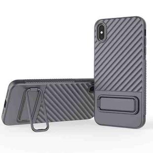 For iPhone XS Max Wavy Texture TPU Phone Case with Lens Film(Grey)