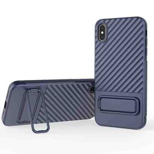 For iPhone XS Max Wavy Texture TPU Phone Case with Lens Film(Royal Blue)
