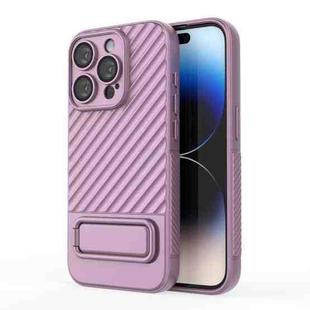 For iPhone 15 Pro Wavy Texture TPU Phone Case with Lens Film(Purple)