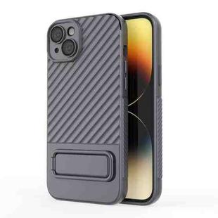 For iPhone 15 Plus Wavy Texture TPU Phone Case with Lens Film(Grey)