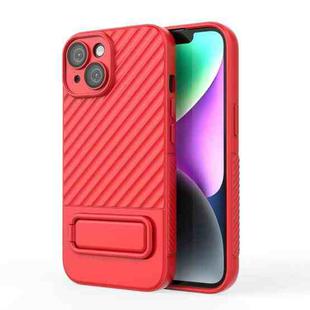 For iPhone 15 Wavy Texture TPU Phone Case with Lens Film(Red)