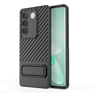 For vivo S16 5G Wavy Texture TPU Phone Case with Lens Film(Black)