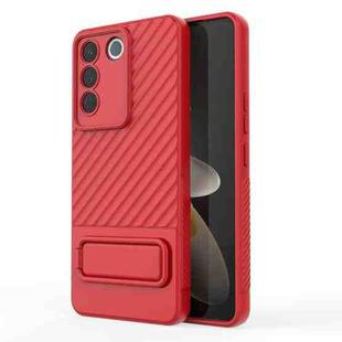 For vivo S16e Wavy Texture TPU Phone Case with Lens Film(Red)